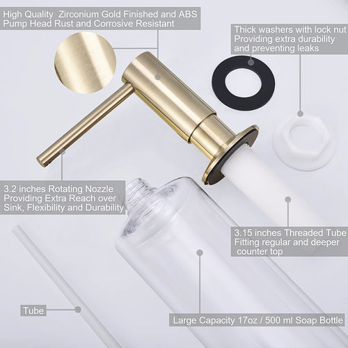 distributeur de savon liquide avec pompe en laiton pour cuisine