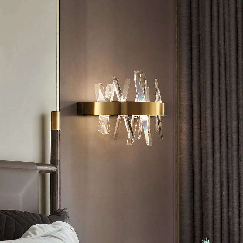 Deyidn moderne cuivre applique cristal lumières sur le mur doré miroir de maquillage à LED luminaires intérieur décor chambre couloir - vue 8 sur 8