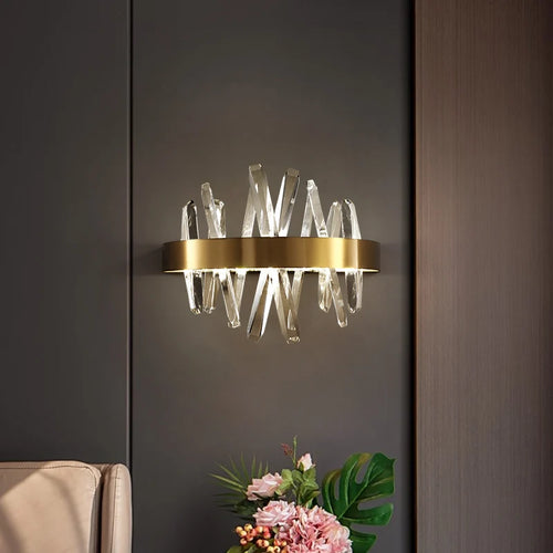 Deyidn moderne cuivre applique cristal lumières sur le mur doré miroir de maquillage à LED luminaires intérieur décor chambre couloir