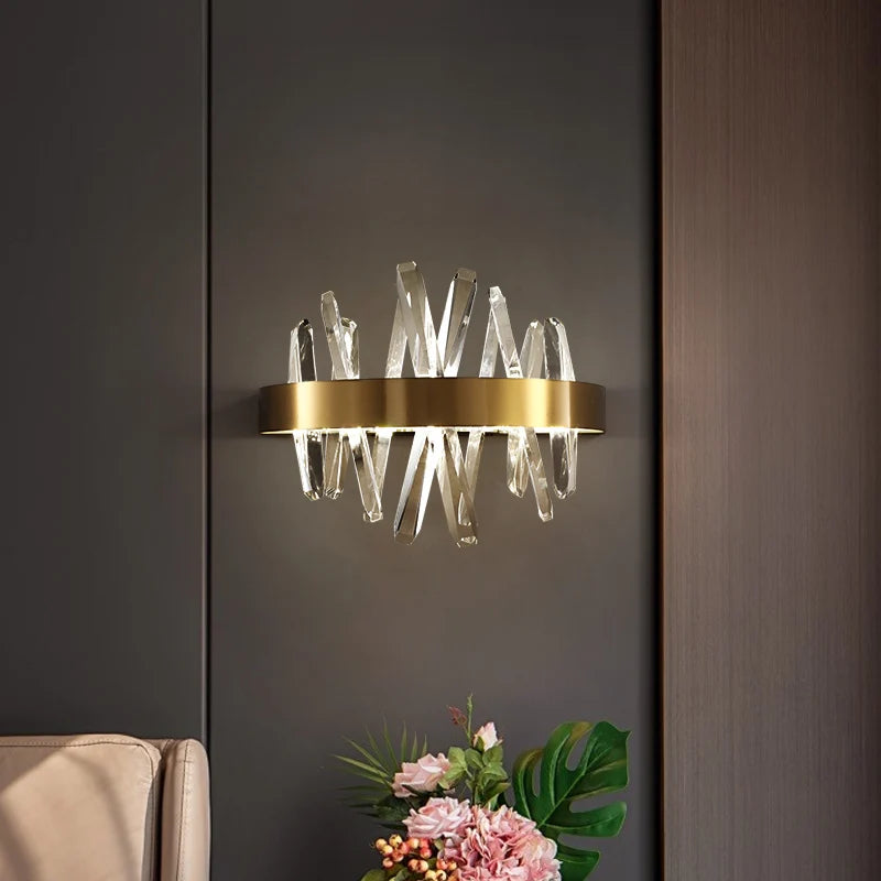 Deyidn moderne cuivre applique cristal lumières sur le mur doré miroir de maquillage à LED luminaires intérieur décor chambre couloir - vue 7 sur 8