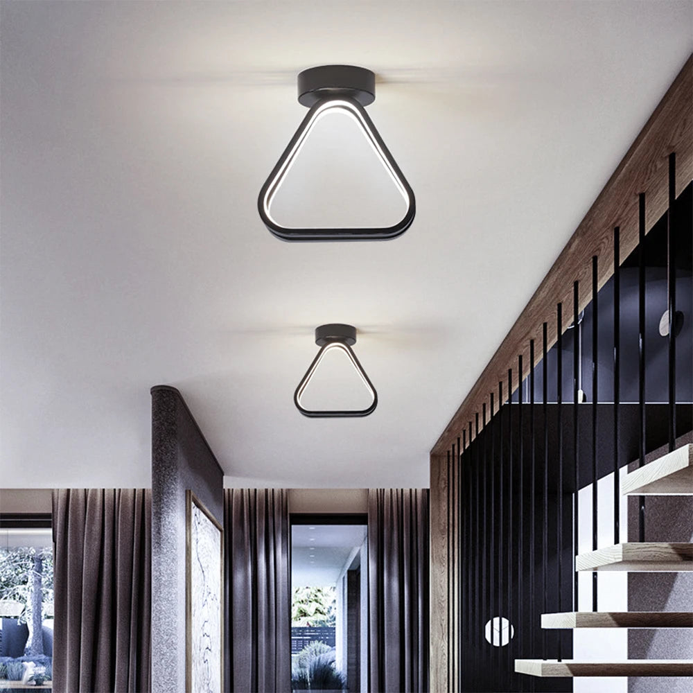 lampe de plafond led moderne triangle éclairage intérieur nordique - vue 6 sur 7