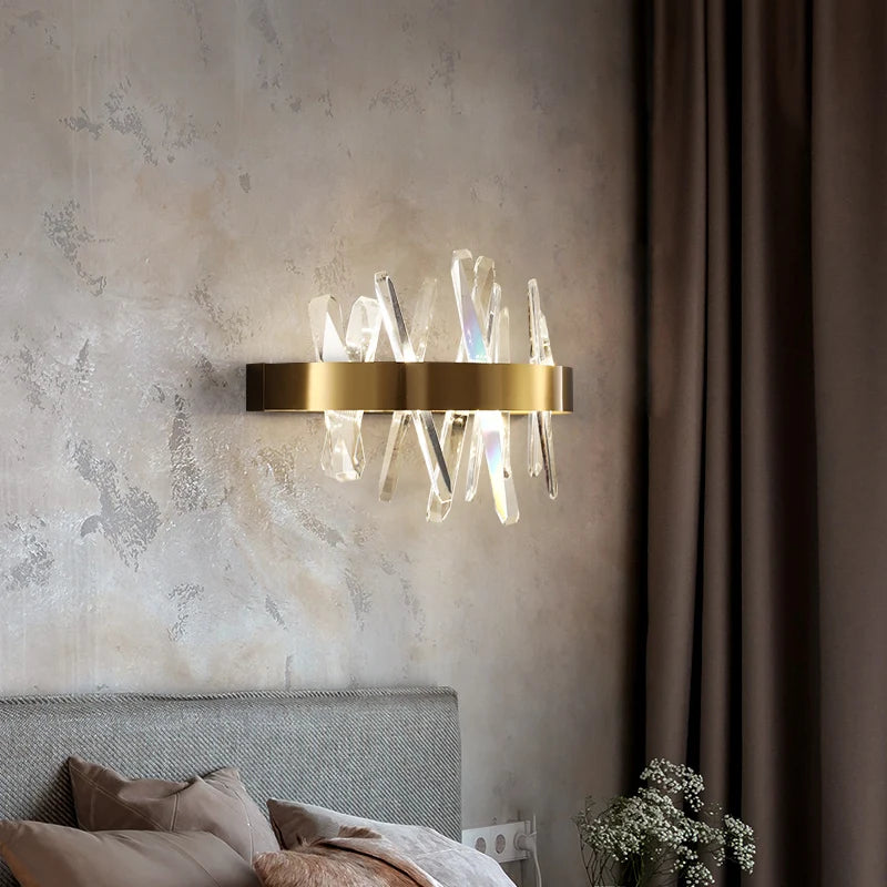 Deyidn moderne cuivre applique cristal lumières sur le mur doré miroir de maquillage à LED luminaires intérieur décor chambre couloir - vue 6 sur 8