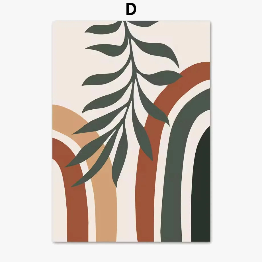 affiche abstraite feuilles soleil style boho pour décoration murale