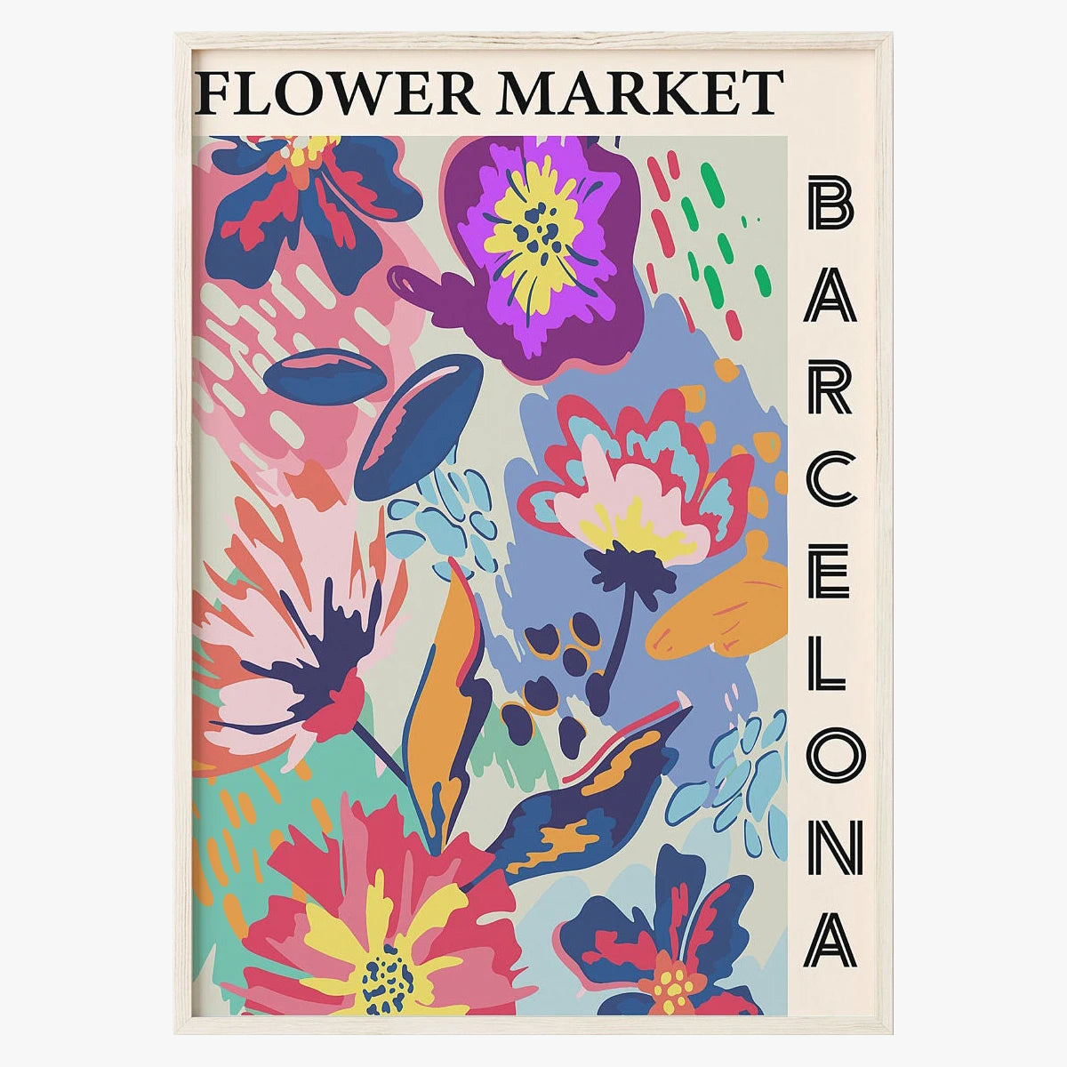 affiche florale abstraite peinture sur toile décoration murale nordique