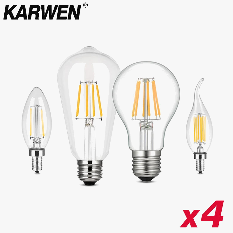 ampoule led rétro vintage en verre lot de quatre pièces
