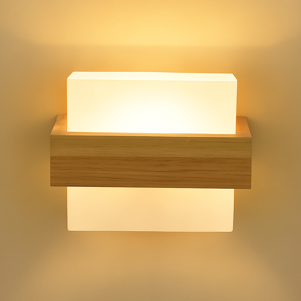 Applique murale bois verre LED nordique chevet maison intérieur - vue 7 sur 20