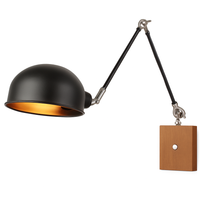 Applique murale bras articulé à LED en métal et bois