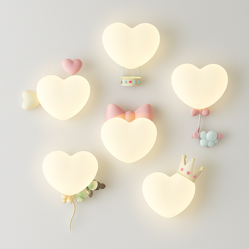 applique murale créatives pour enfants en forme de couronne et cœur