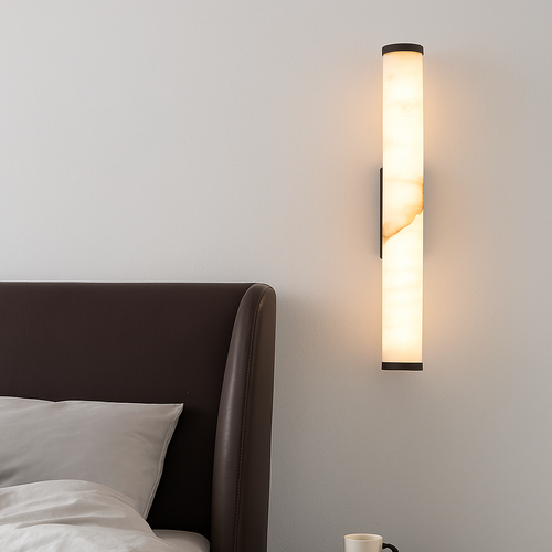 applique murale cylindrique en marbre naturel et laiton