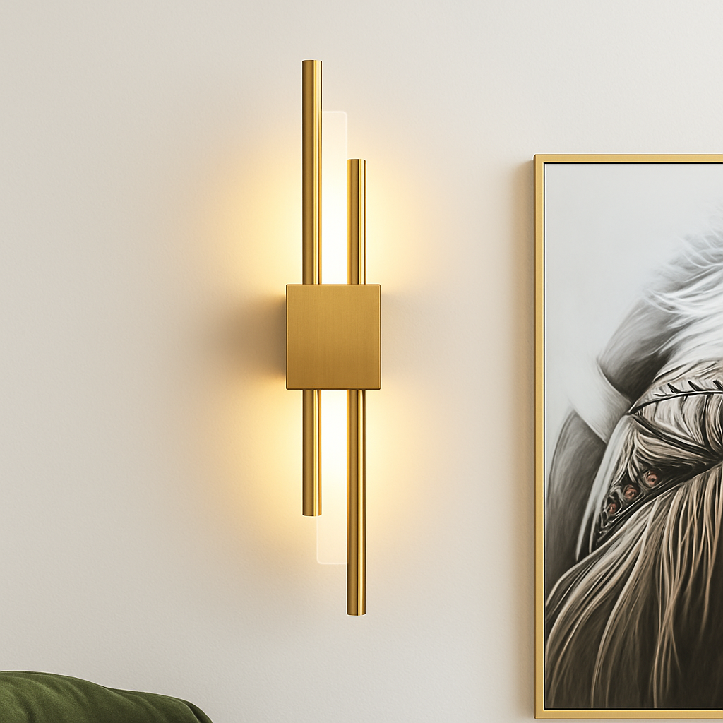Applique murale design LED avec barre en métal doré Xeres