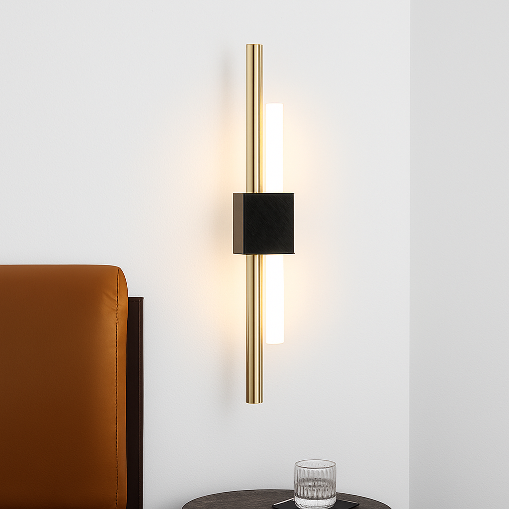 Applique murale design LED avec barre en métal doré Xeres - vue 3 sur 6