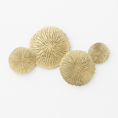 Applique murale design LED avec plusieurs disques doré ou cuivré style fleurs