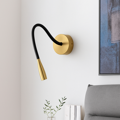 Applique murale design LED avec tige ajustable noire