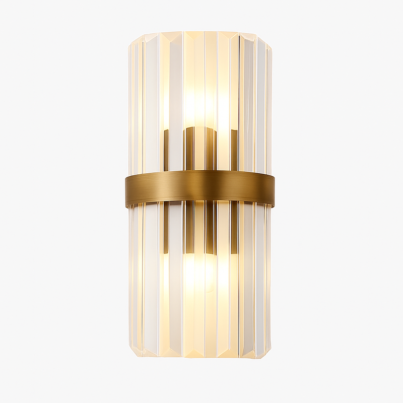 Applique murale design à LED dorée avec verre cristal en cascade Luxury