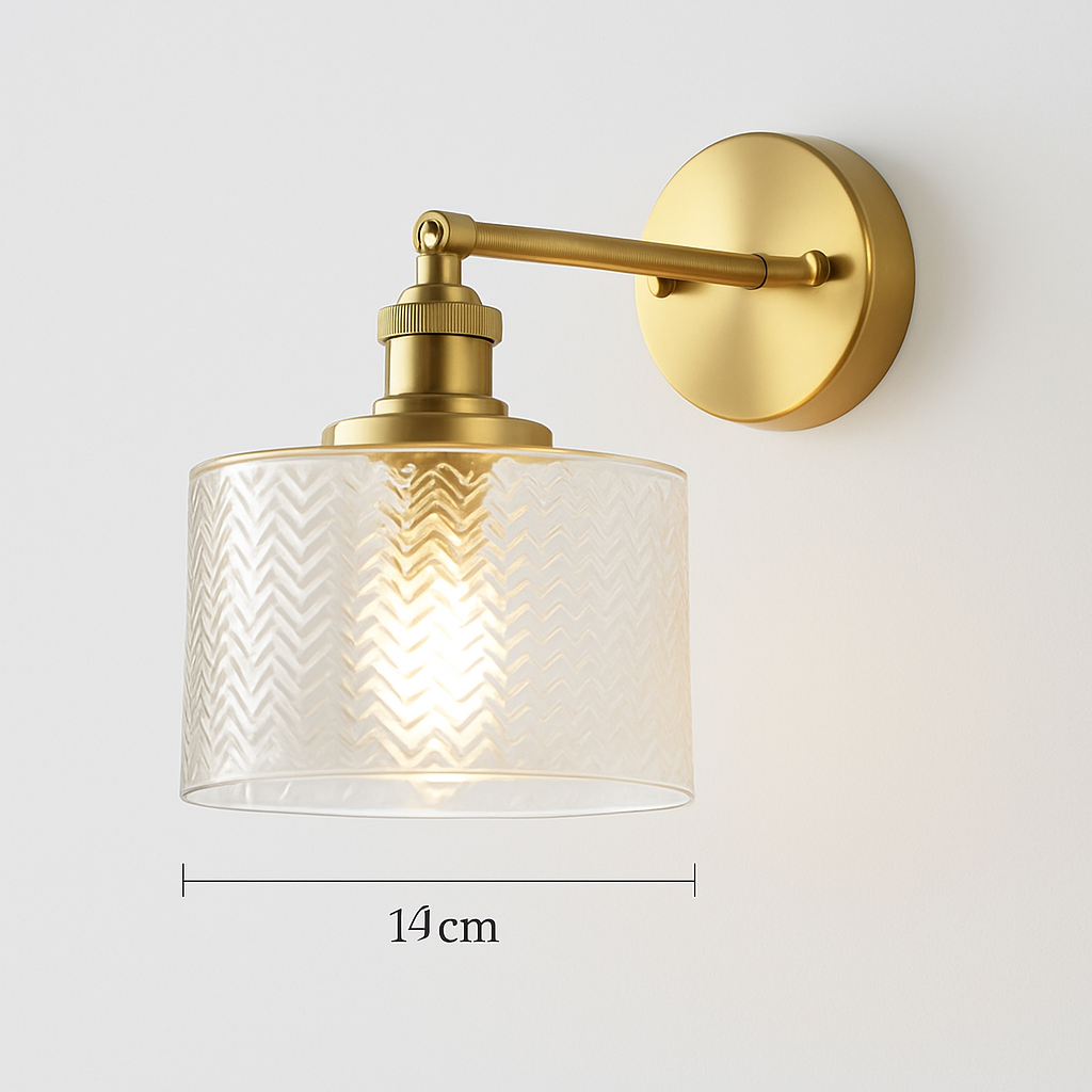 Applique murale design à LED dorée et abat-jour en verre rétro - vue 6 sur 8