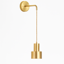 Applique murale dorée avec lampe suspendue