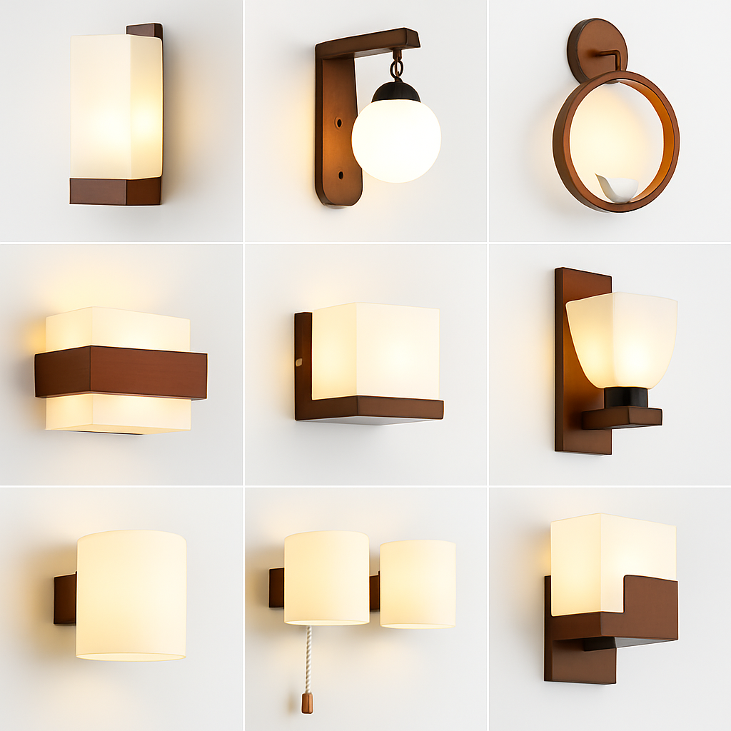 applique murale en bois avec ampoule led pour intérieur