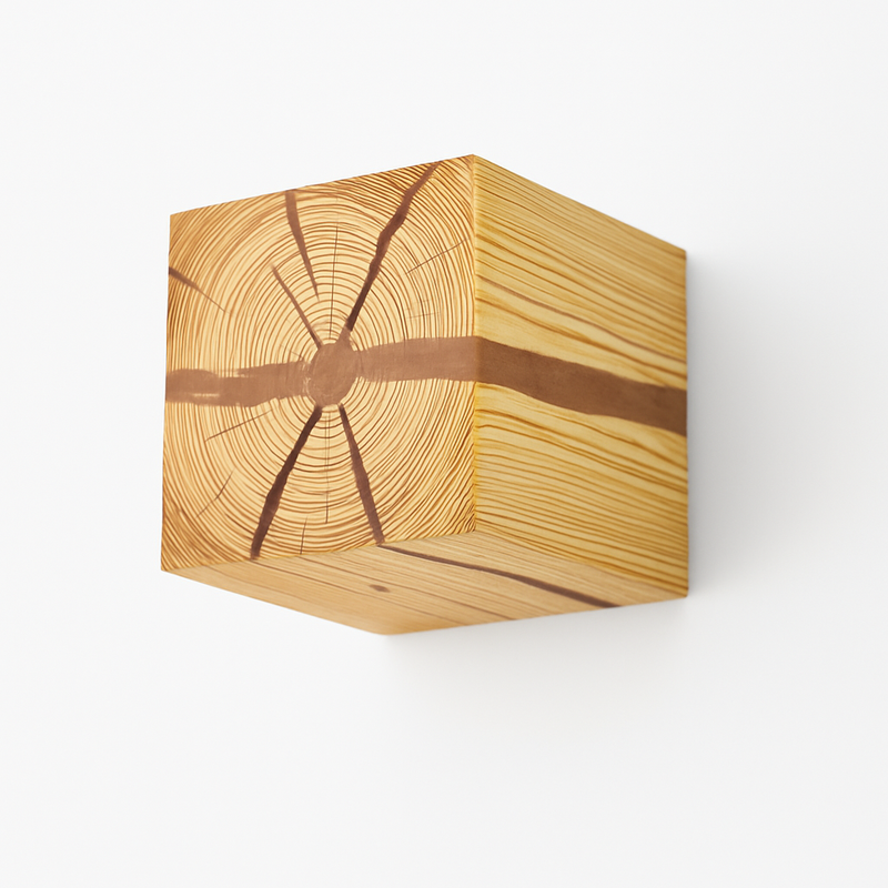 Applique murale en bois massif et résine fait main led