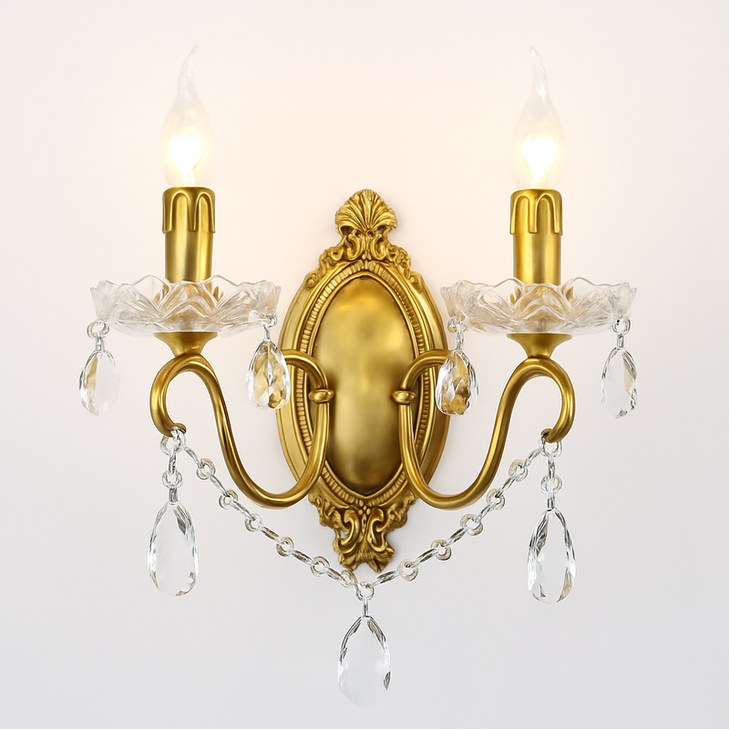 applique murale en cristal rétro en cuivre élégante et raffinée
