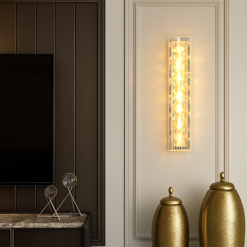 applique murale en cuivre design minimaliste avec lumière en cristal - vue 5 sur 8