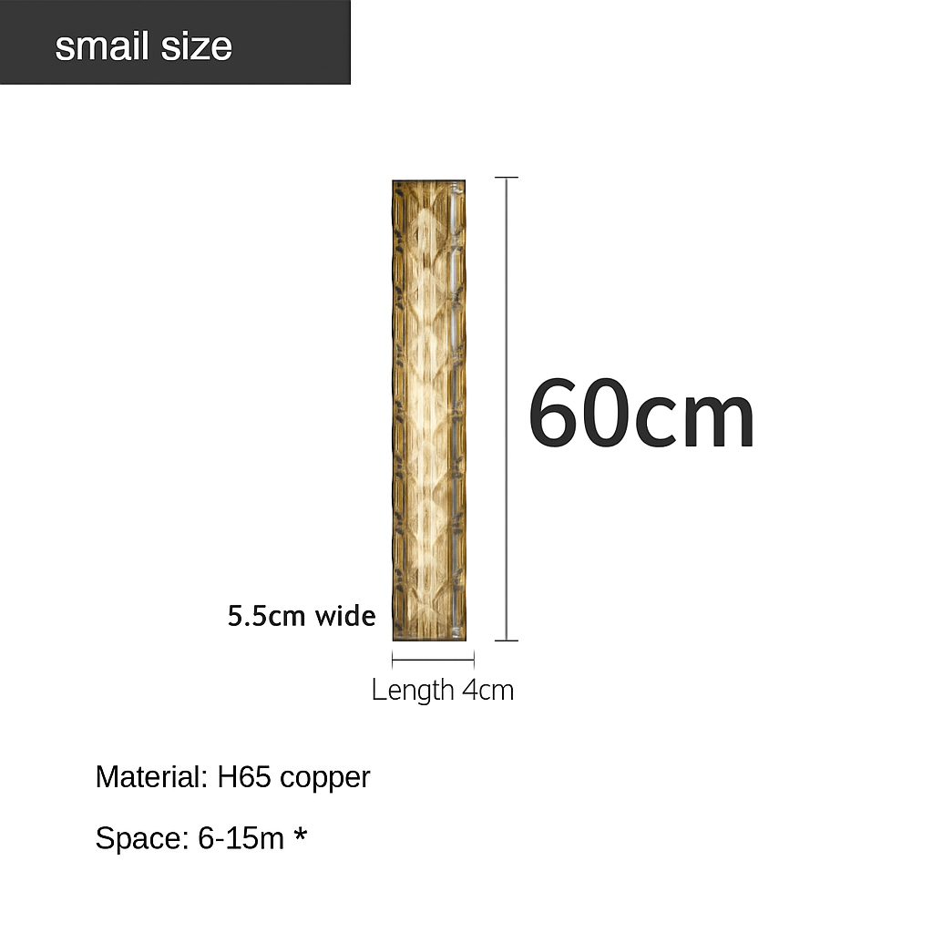 applique murale en cuivre design minimaliste avec lumière en cristal - vue 8 sur 8