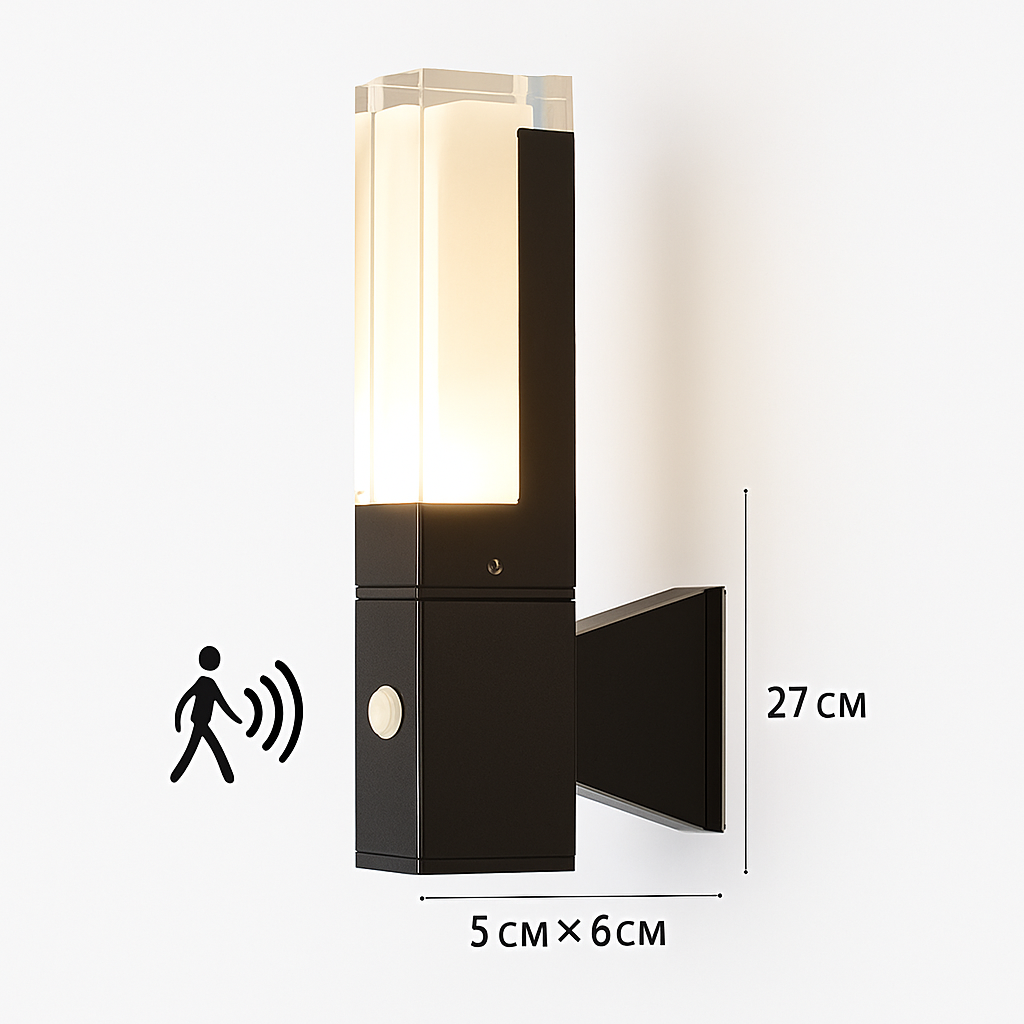 applique murale extérieure en aluminium avec capteur pir étanche minimaliste - vue 9 sur 10