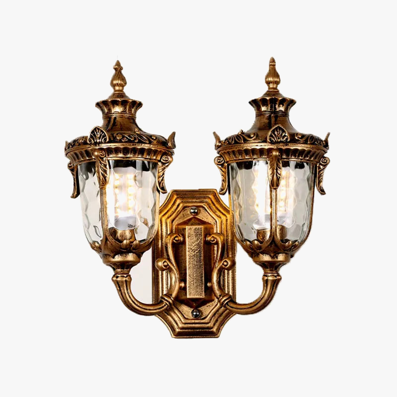 Applique murale extérieure étanche double tête style européen rétro