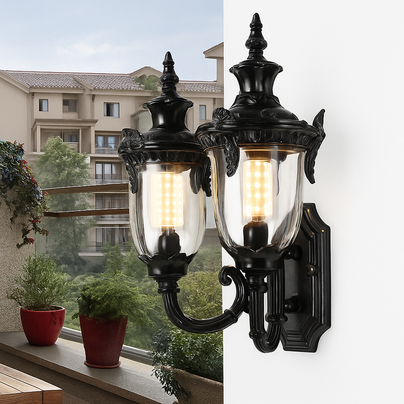 applique murale extérieure étanche double tête style européen rétro