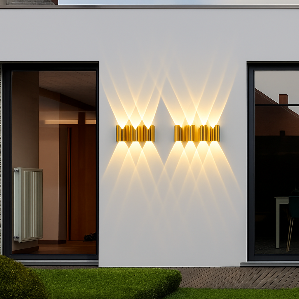 Applique murale extérieures imperméables modernes simples en aluminium lumière extérieure applique intérieure noir or fond applique murale luminaire - vue 2 sur 5