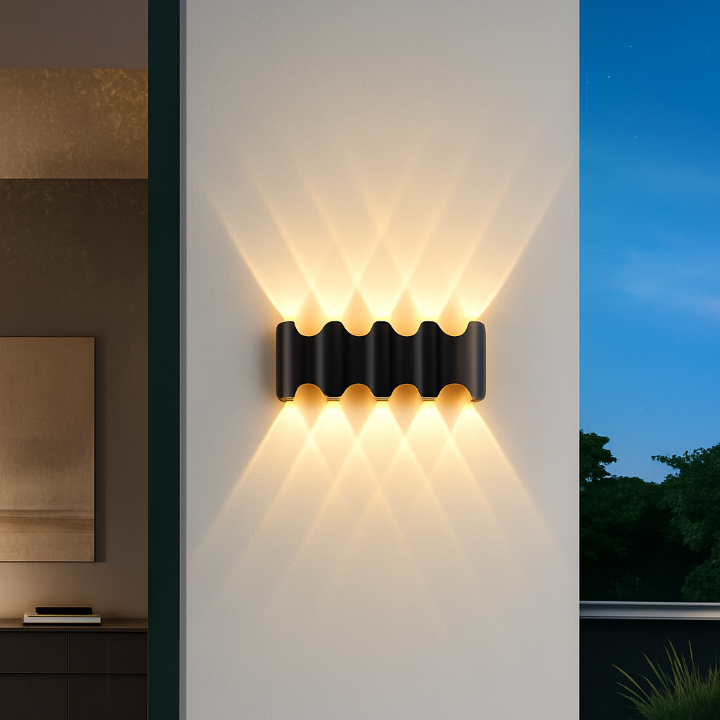 Applique murale extérieures imperméables modernes simples en aluminium lumière extérieure applique intérieure noir or fond applique murale luminaire - vue 3 sur 5