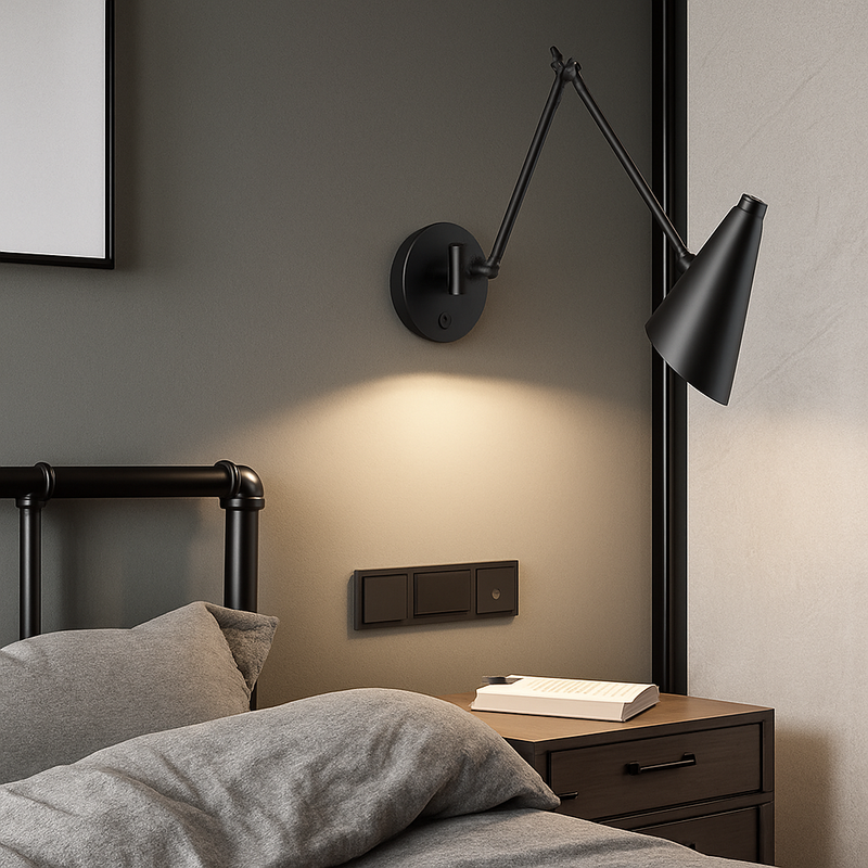 Applique murale LED à bras Long pivotant réglable avec capteur tactile moderne