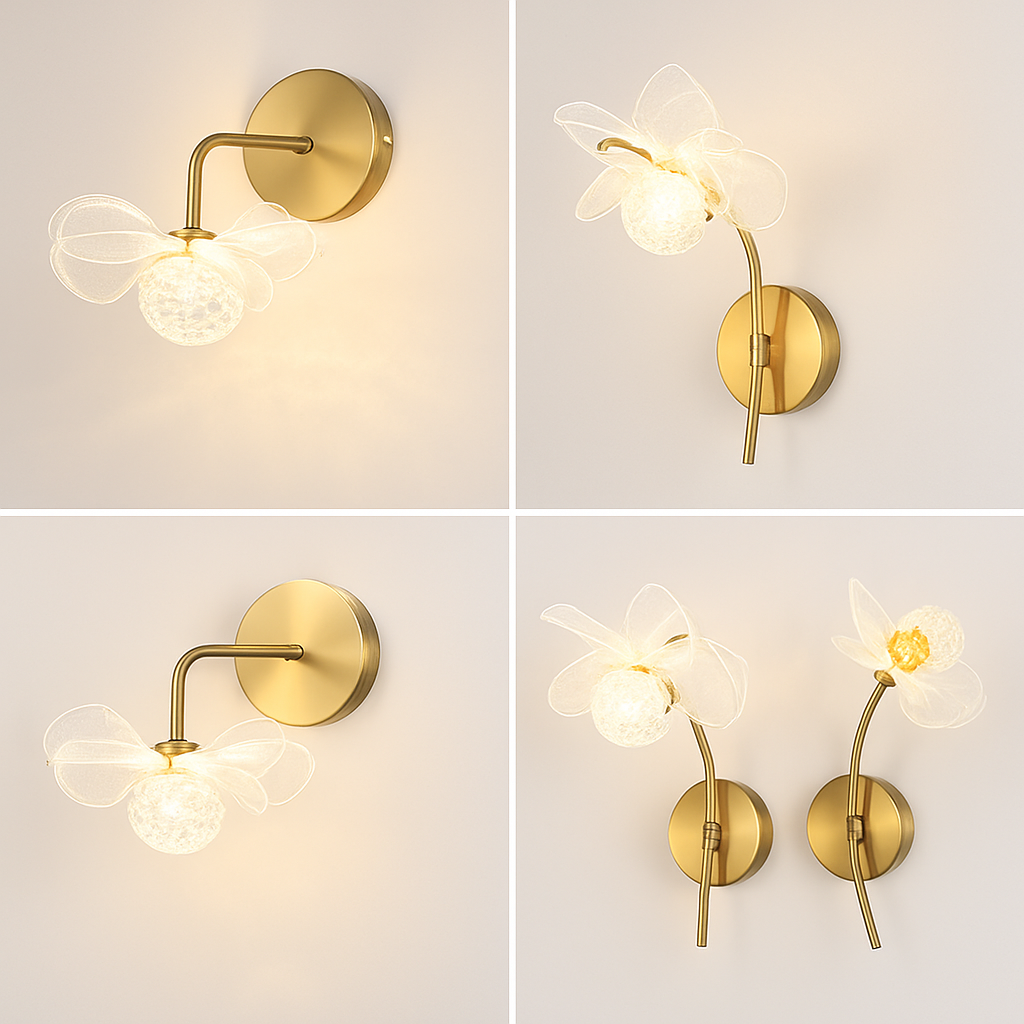 applique murale led de luxe en forme de fleur décorative - vue 5 sur 12