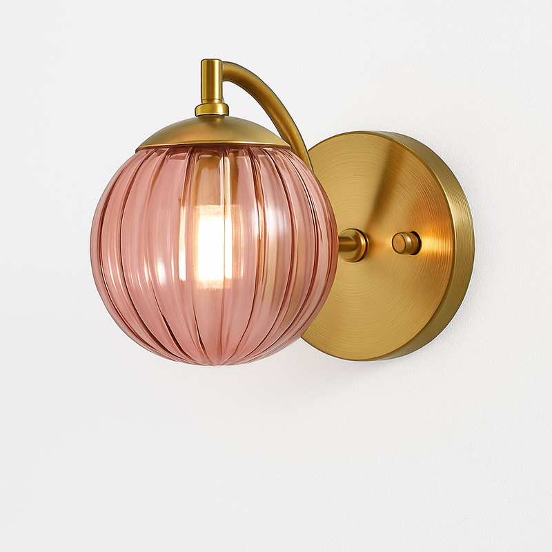 Applique murale LED doré avec boule en verre fumé Scone