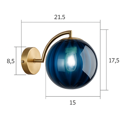 Applique murale LED doré avec boule en verre fumé Scone