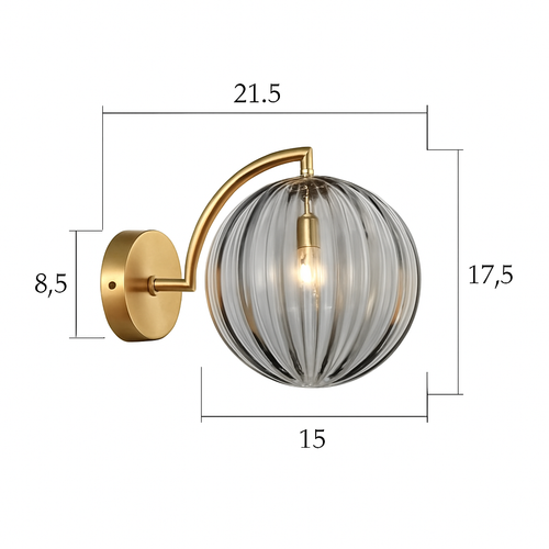 Applique murale LED doré avec boule en verre fumé Scone