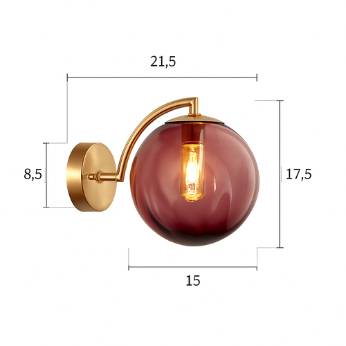 Applique murale LED doré avec boule en verre fumé Scone