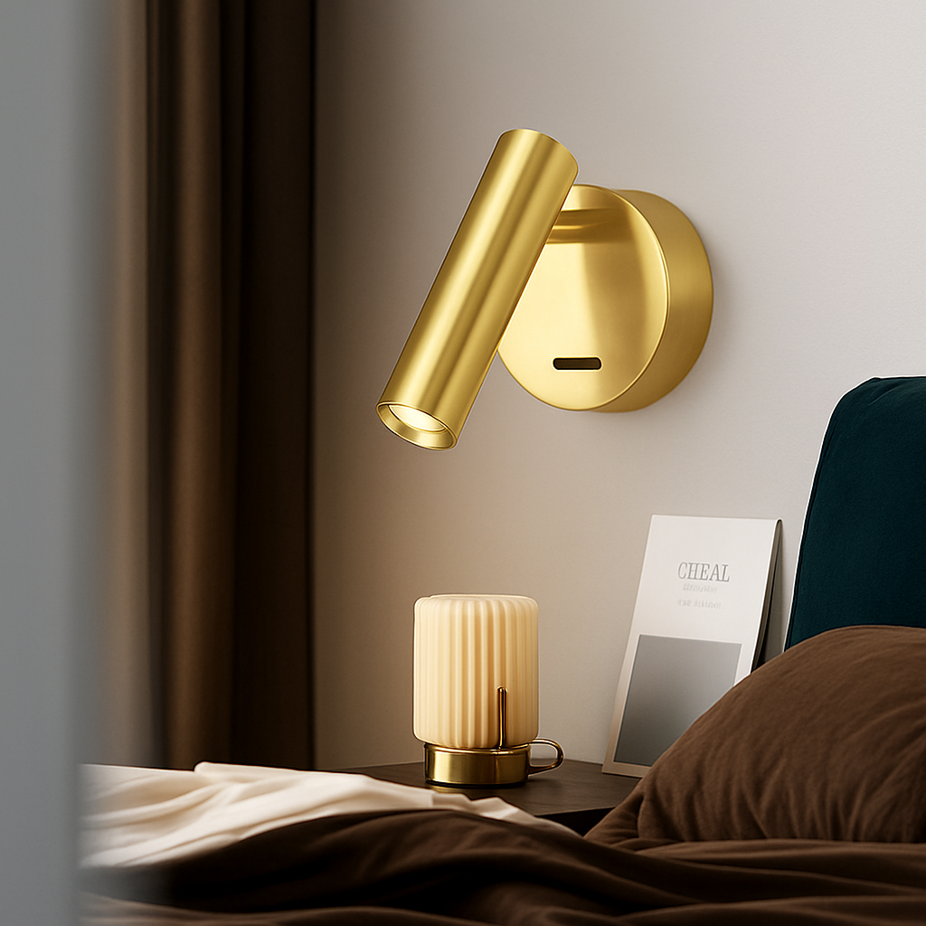 applique murale led en laiton avec interrupteur pour éclairage intérieur - vue 7 sur 9