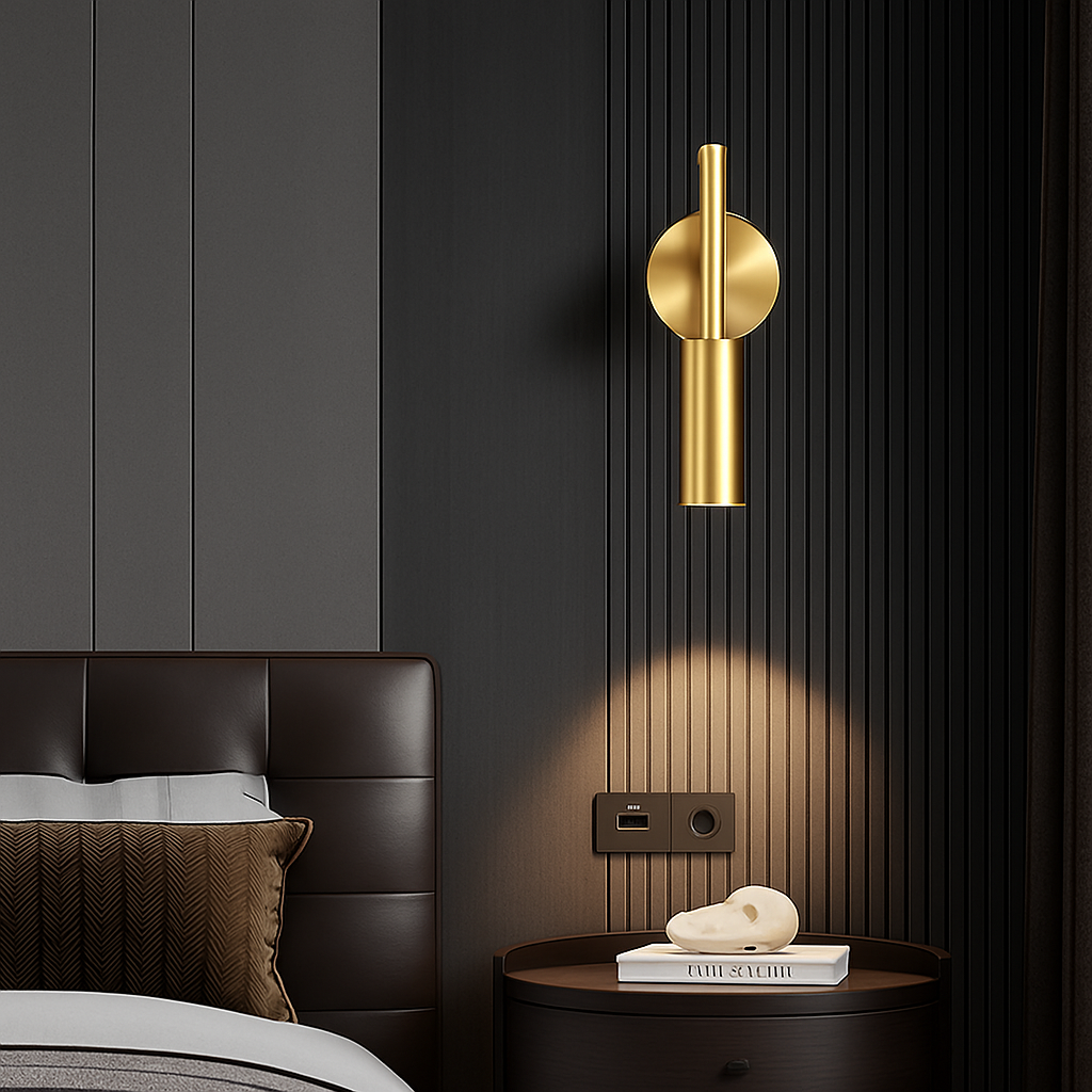Applique murale led en laiton avec variateur rotatif pour lecture - vue 3 sur 8