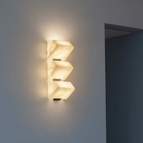 applique murale led en marbre naturel style artistique métal noir