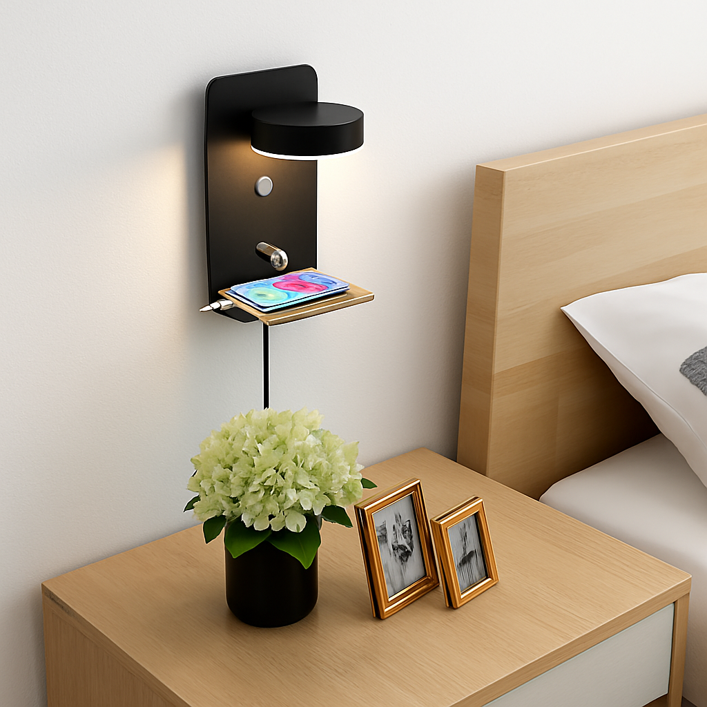 Applique murale LED lampe avec interrupteur et Port de chargement USB moderne 9W noir blanc allée chambre chevet Art éclairage décoration appliques murales - vue 4 sur 10