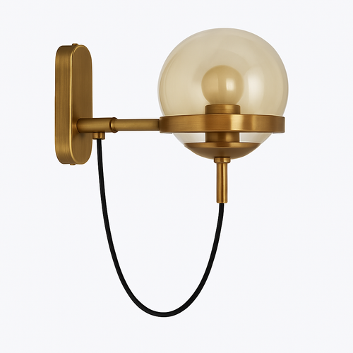 Applique murale LED métal et boule en verre