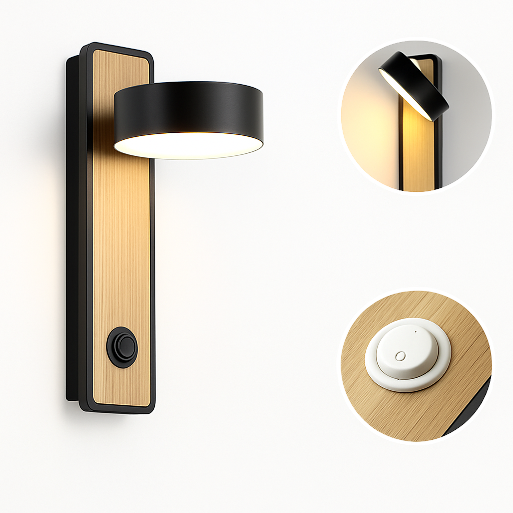 applique murale led moderne avec interrupteur pour lecture - vue 6 sur 8