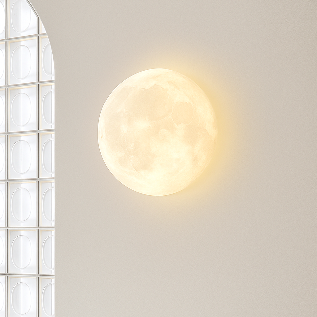 applique murale led moderne demi-cercle décor artistique impression 3d lunaire - vue 6 sur 7
