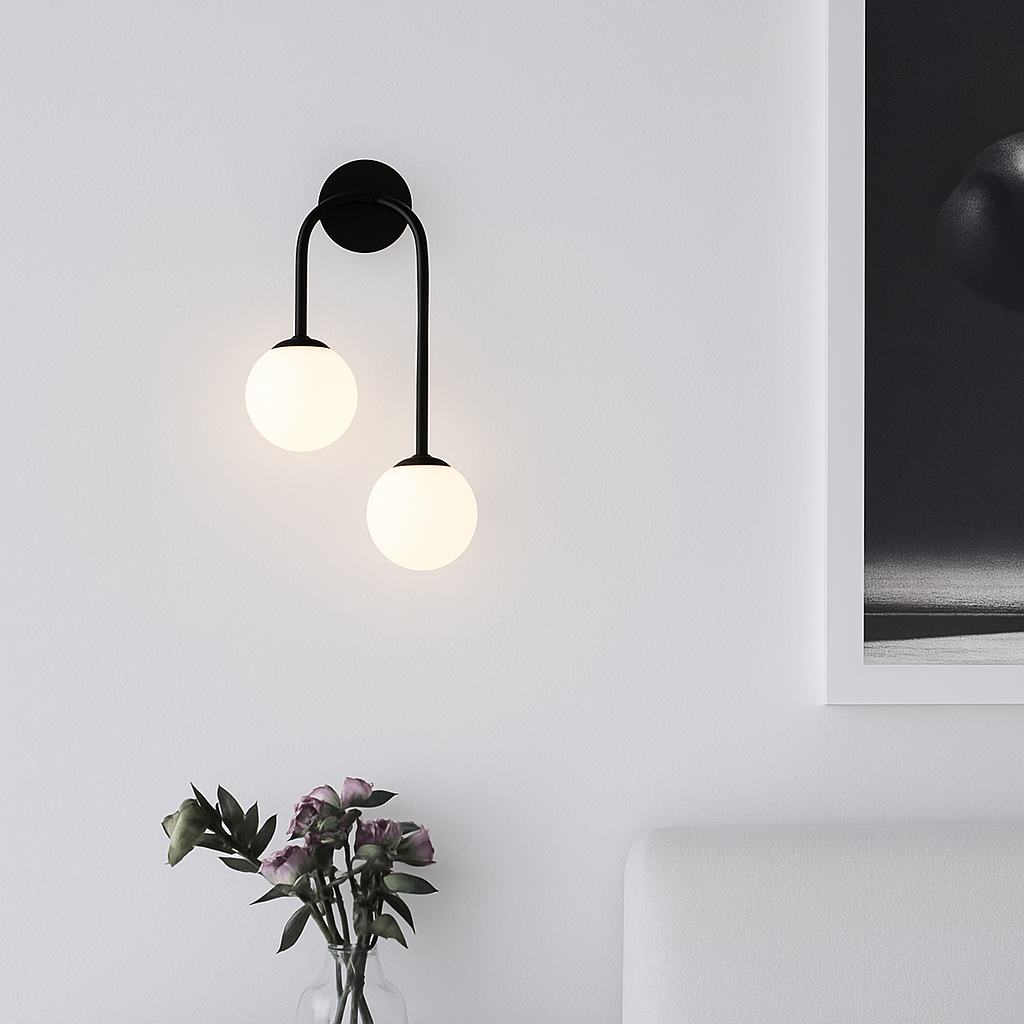 Moderne LED-Wandleuchte aus Opalglas - vue 4 sur 10