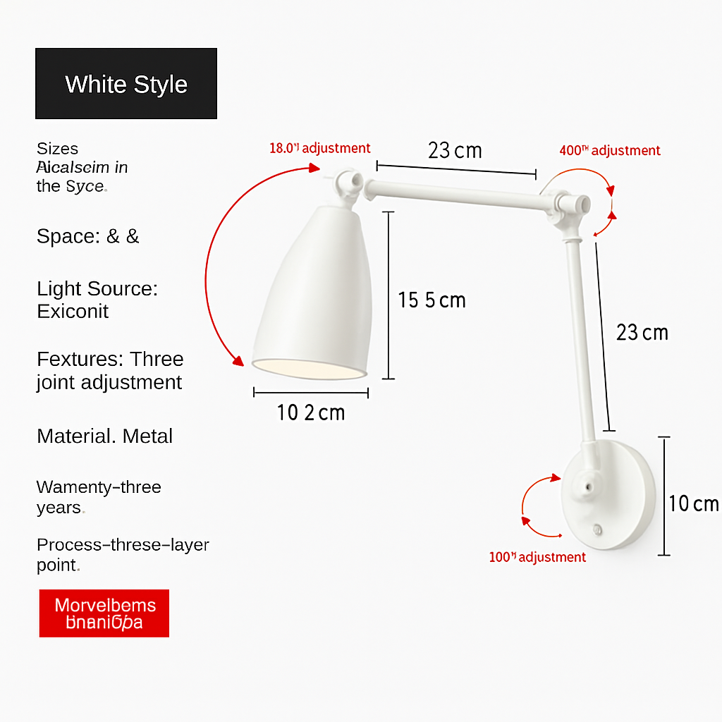 applique murale led moderne réglable pour décoration intérieure - vue 7 sur 9