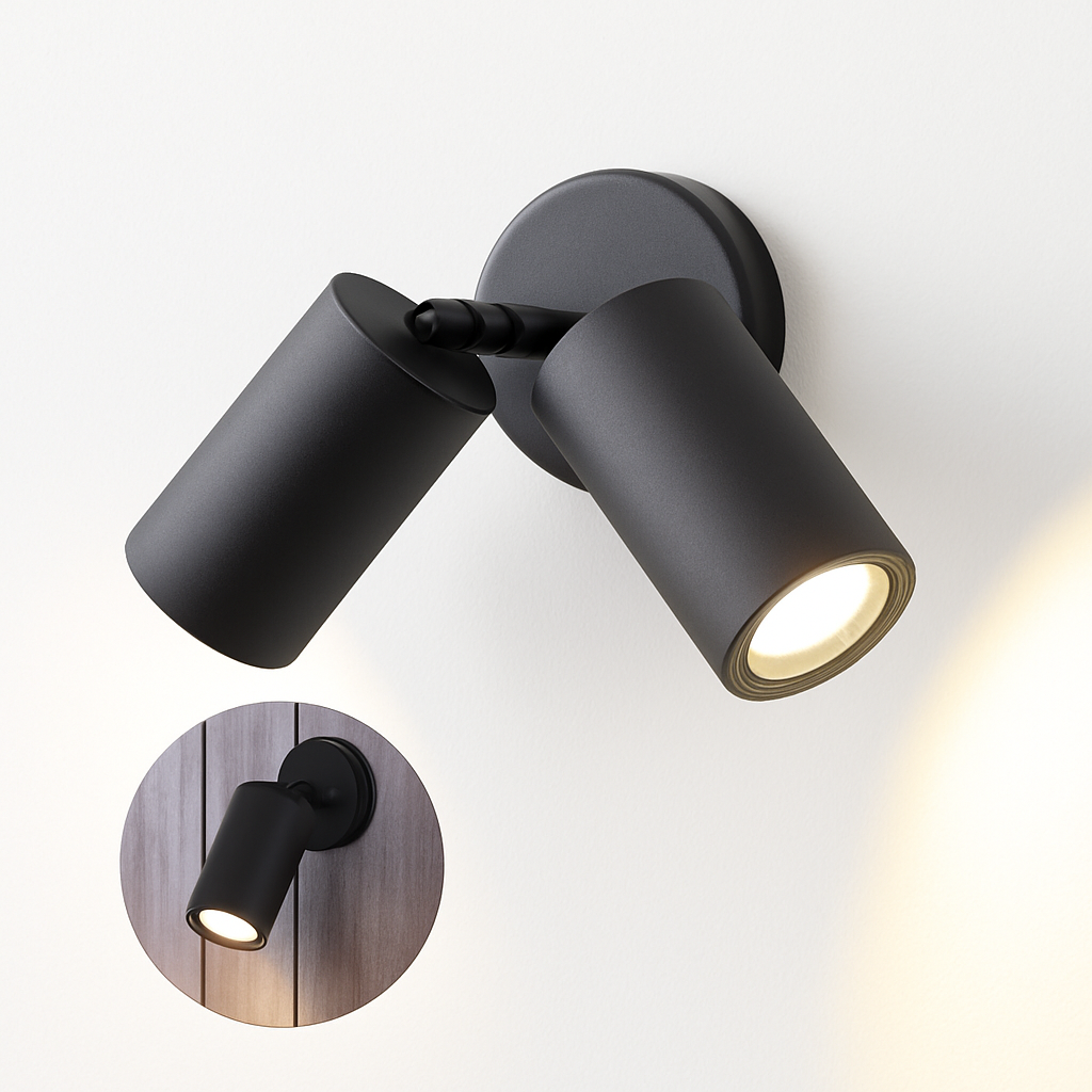 applique murale led nordique double tête rotative pour lecture et étude - vue 7 sur 10