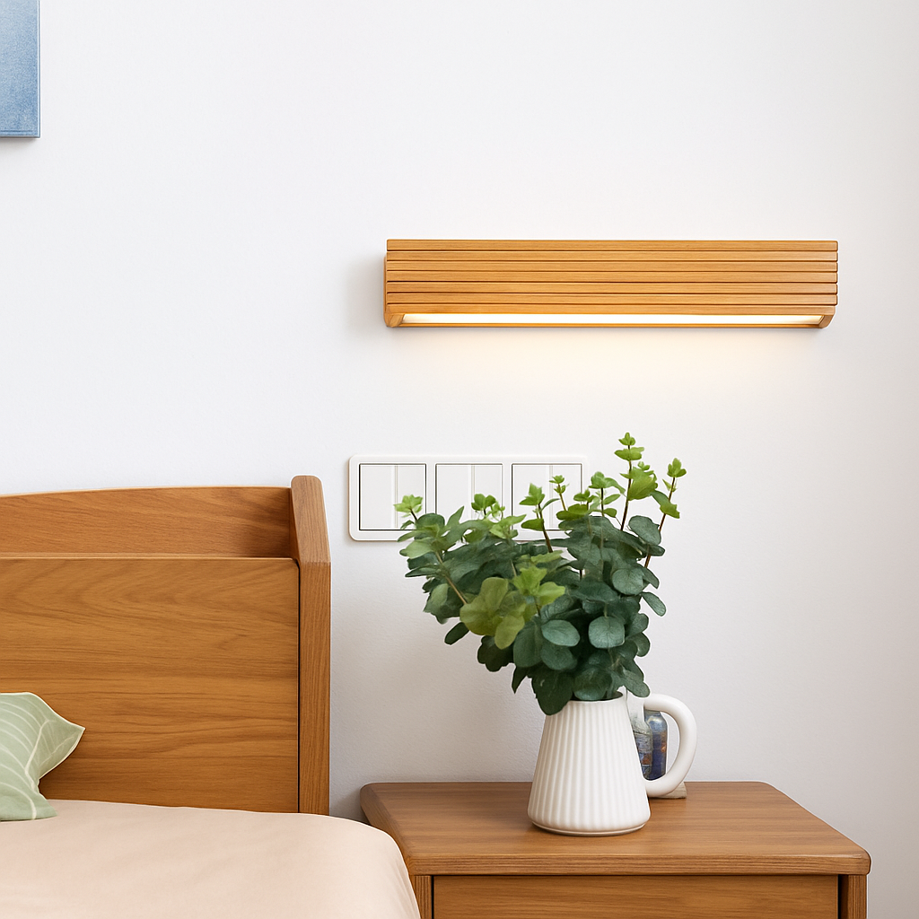 Applique murale LED rectangulaire en bois taillé Japan - vue 3 sur 8