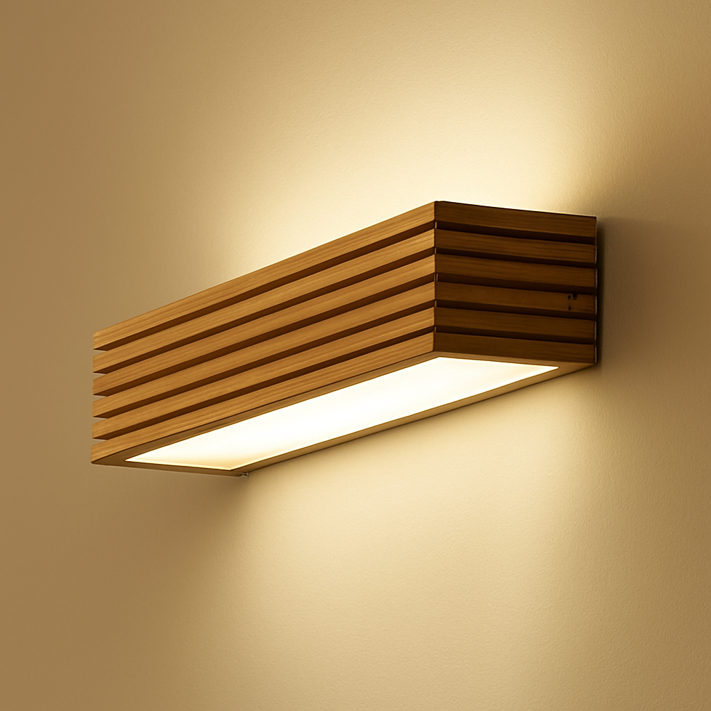Applique murale LED rectangulaire en bois taillé Japan - vue 7 sur 8