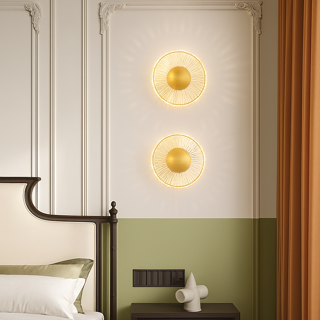 applique murale led ronde en acrylique et laiton doré 3 variables - vue 4 sur 7