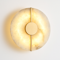 Applique murale LED ronde en marbre et cuivre doré